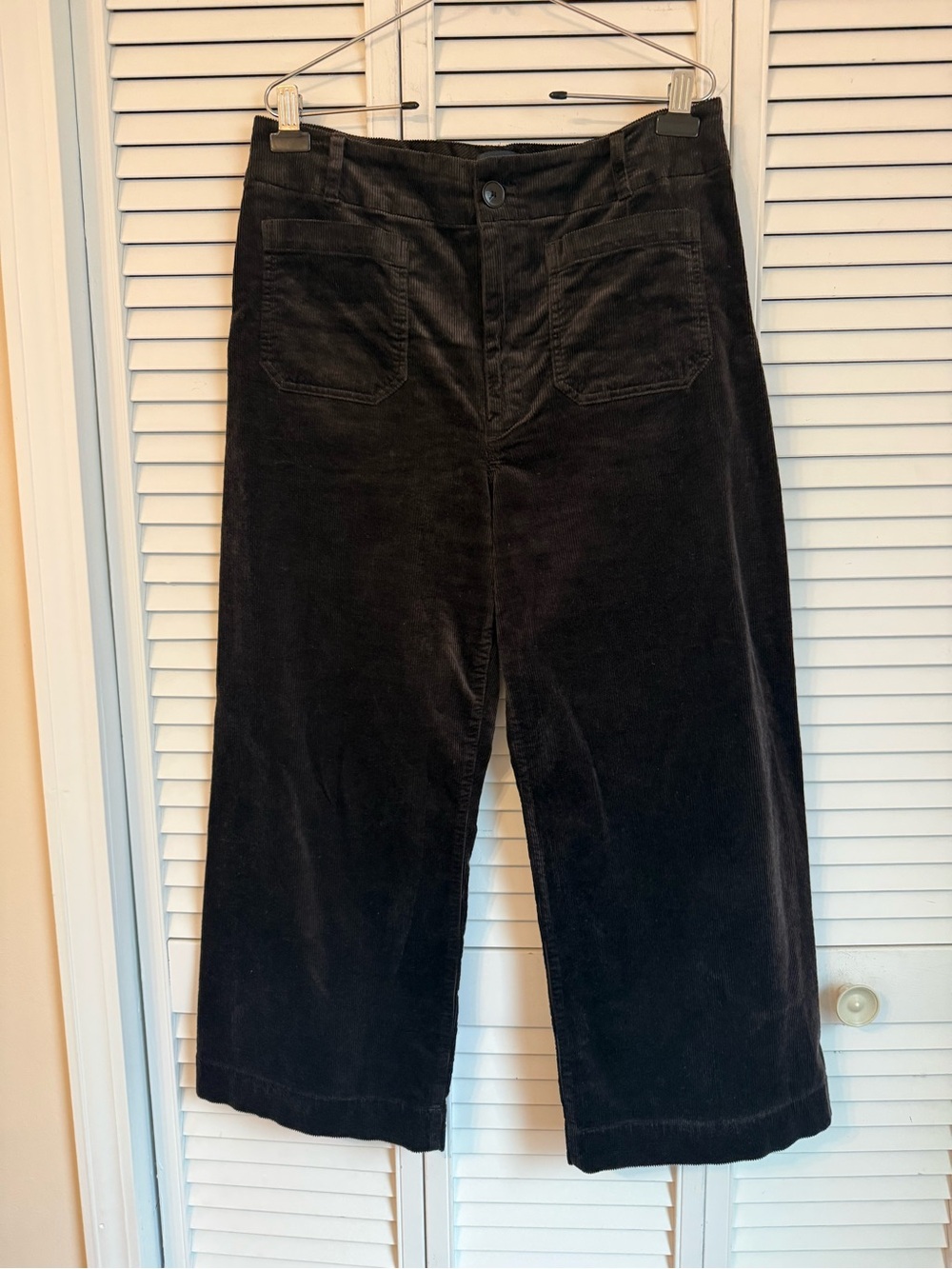 Maeve Anthropologie Colette Trousers Chocolate Brown Corduroy Wide Leg Crop 32